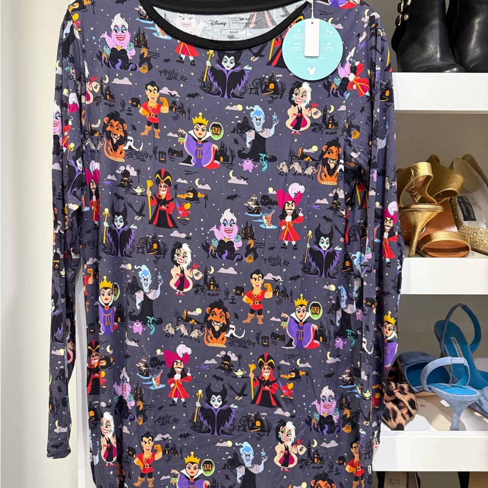 Little Sleepies Disney Villains Long Sleeve Shirt - Black and Purple